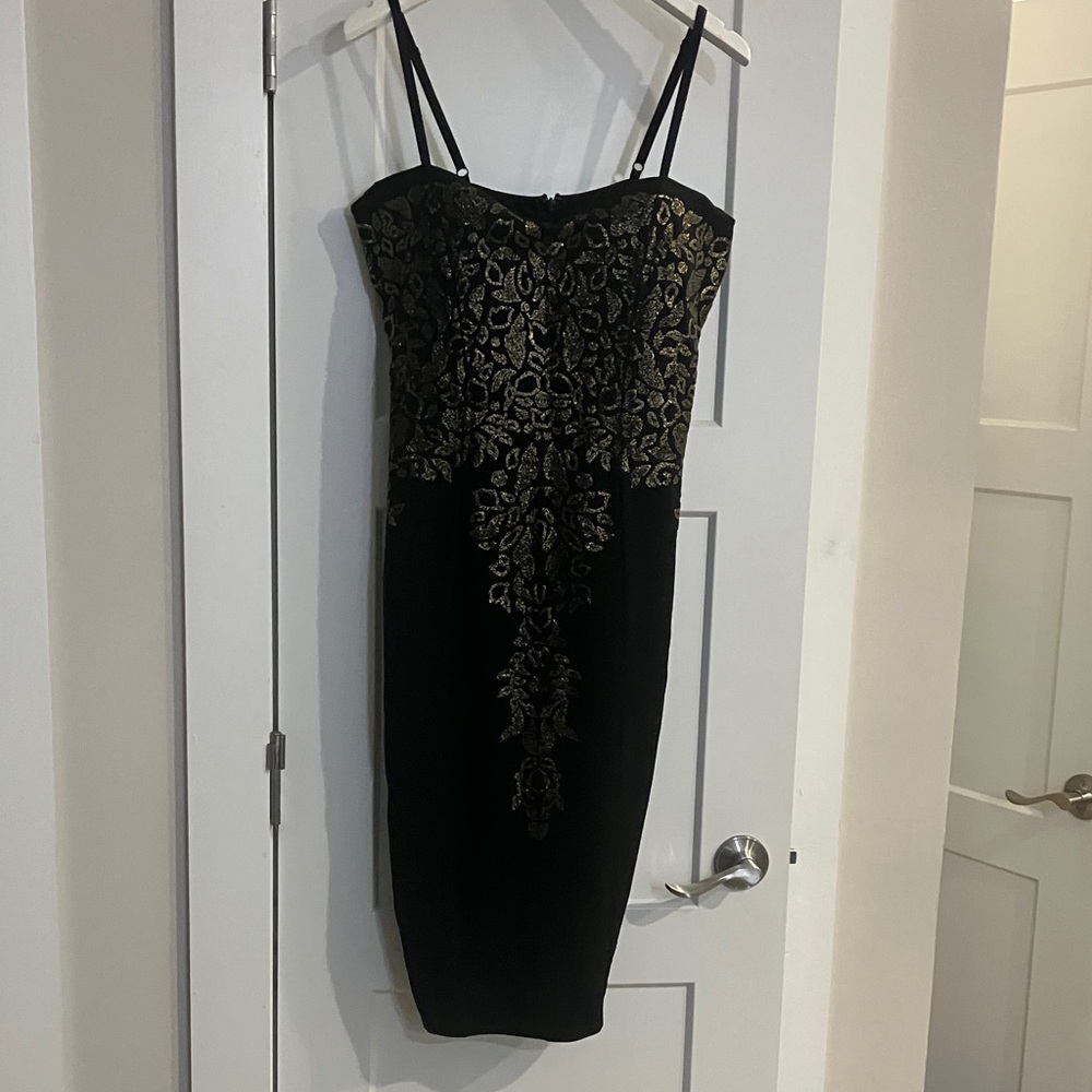 Lipsy Black Dress with Gold Detailing